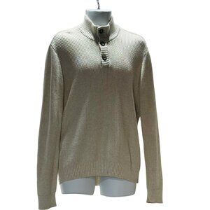 AMERICAN RAG Men's Sweater Beige Mock Turtle Long Sleeve Knit Cotton Pullover XL